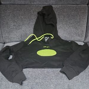 Black and Green Crop Top Hoodie